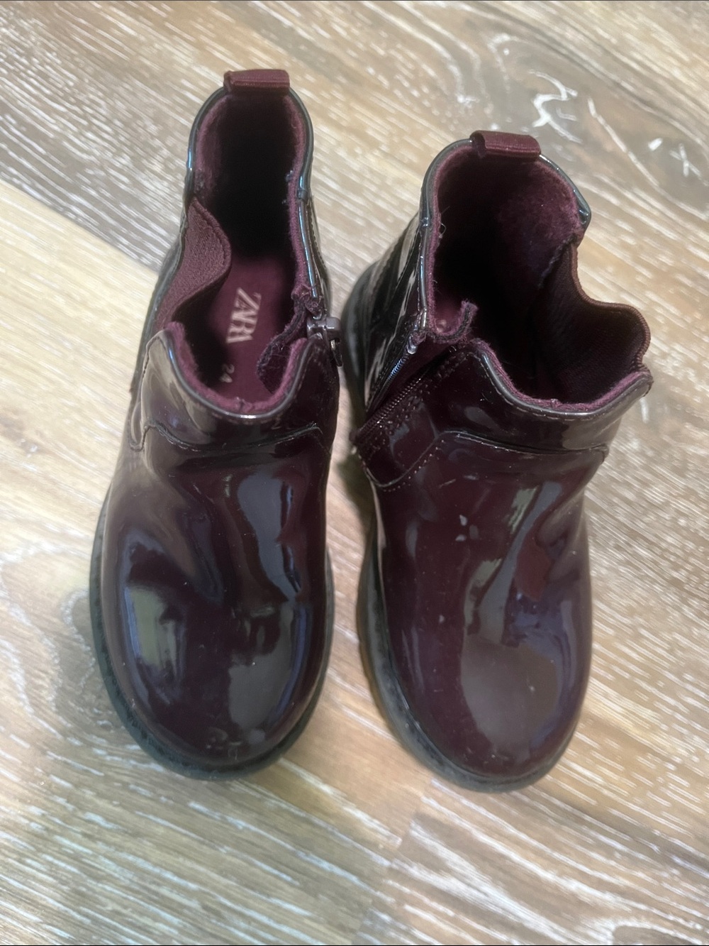Zara Kids Wine Patent Ankle Boots